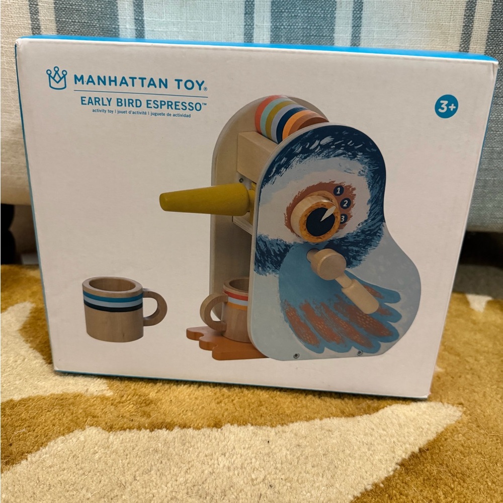 Manhattan Toy Early Bird Espresso - Blue and Yellow Wooden Playset